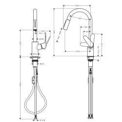  Focus M41 Mitigeur de cuisine 240 noir mat, avec douchette extractible 2 jets (31815670)