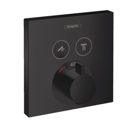 Hansgrohe Set de finition ShowerSelect pour mitigeur thermostatique encastré avec 2 fonctions, noir mat (15763670)