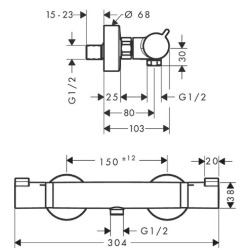  Ecostat Comfort Mitigeur Thermostatique de douche, Noir mat (13116670)