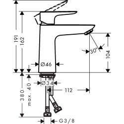 Metropol Mitigeur de lavabo 110 sans tirette ni vidage, Blanc mat (71712700)