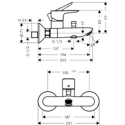 Talis E Mitigeur bain/douche avec Limiteur de température, Bronze brossé (71740140)  Talis E Mitigeur bain/douche avec Limiteur de température, Bronze brossé (71740140)