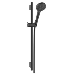 Hansgrohe Vernis Blend Set de douche avec douchette à main 2 jets + Barre Unica 65 cm, Noir mat (26422670)