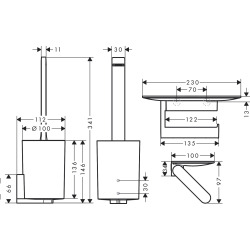 WallStoris Ensemble d'accessoires pour les toilettes, Blanc mat (27969700)