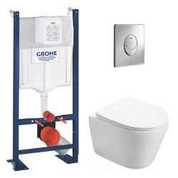 Grohe Quickfix Colonne de douche thermostatique XXL Round 250 + Douchette 2  jets, Chrome (26816022)