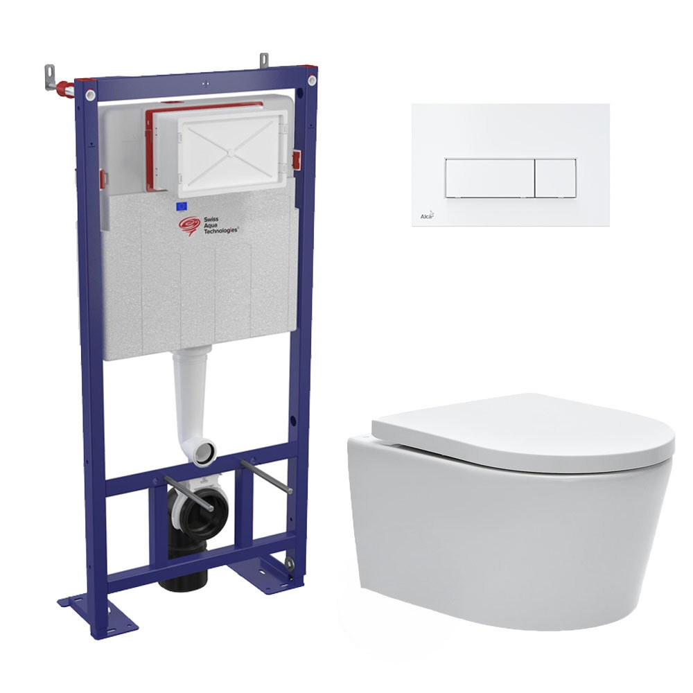 Pack WC suspendu Lagon, en porcelaine vitrifiée avec abattant +  bâti-support universel, GoodHome