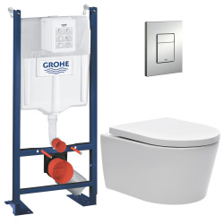 Pack WC Bâti autoportant + WC sans bride SAT + Abattant softclose + Plaque chrome (ProjectSATrimless-5)