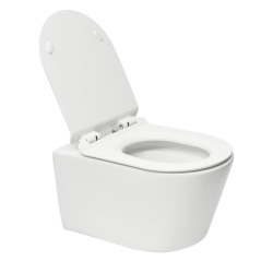 Pack WC sans bride Brevis, fixations invisibles + Abattant softclose slim + Bâti support Geberit UP100 + Plaque blanche