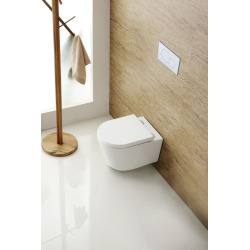 Pack WC sans bride SAT, fixations invisibles + Abattant softclose + Bâti support Geberit UP100 + Plaque Noir brillante