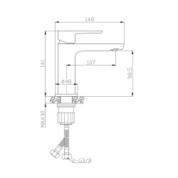 Mood mitigeur lavabo avec levier sans tirette, G3/8, chrome (SATBSMOOD271)  Mood mitigeur lavabo avec levier sans tirette, G3/8, chrome (SATBSMOOD271)