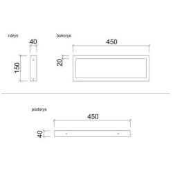 1 x support porte serviette en inox, pour plan vasque Dolce 45 cm CONSOLE (KONZOLEH)
