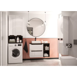 Étagère murale de salle de bain 30 x 30 x 44 cm - noir - Naturel Stilla