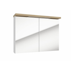 Armoire de toilette avec miroir et éclairage LED, 80x60 cm blanc, Naturel Stilla (STILLAE08002)