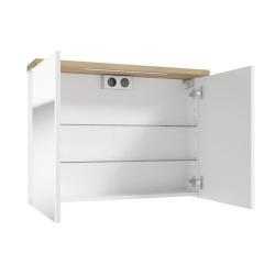  Armoire à miroir Naturel Stilla + LED 80x60 cm blanc (STILLAE08002)