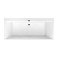 Baignoire rectangulaire Squaro 180x80 cm marbre coulé, sans pieds, blanc (UBQ180SQE2DV-01)