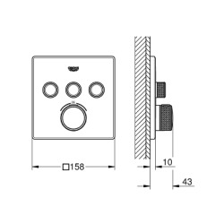 Grohtherm SmartControl Mitigeur encastré thermostatique 3 sorties (29126000)  Grohtherm SmartControl Mitigeur encastré thermostatique 3 sorties (29126000)