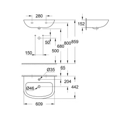  Grohe Lavabo suspendu 60 cm Bau Ceramic Blanc Alpin (39421000)