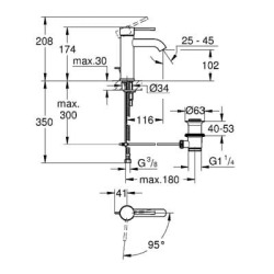 Grohe Essence Mitigeur monocommande Lavabo Taille S (23590DL1)