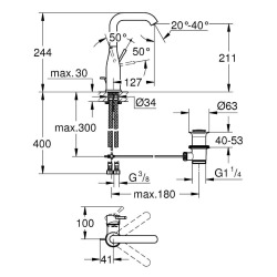 Grohe Essence Mitigeur monocommande Lavabo Taille L (32628DL1)