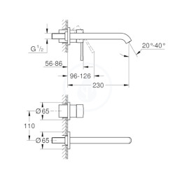  Essence Mitigeur monocommande 2 trous lavabo Taille L, Cool Sunrise brossé (19967GN1)