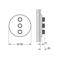 Grohtherm SmartControl Panneau de contrôle 3 sorties, Hard Graphite brossé (29122AL0)  Grohtherm SmartControl Panneau de contrôle 3 sorties, Hard Graphite brossé (29122AL0)