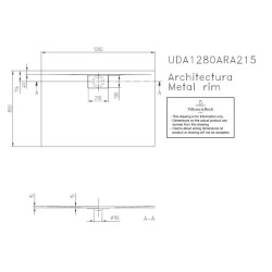 Villeroy & Boch Receveur Architectura Metalrim, 1200 x 800 x 15 mm, gris (UDA1280ARA215V-3S)
