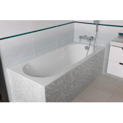 Oberon Baignoire droite Ovale 170 x 70 cm en marbre coulé, pieds fourni, blanc (UBQ177OBE2V-01)