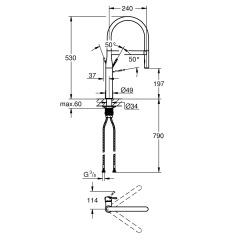 Grohe Essence Mitigeur monocommande évier avec Limiteur de température, Hard Graphite (30294A00)