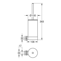 Grohe Selection Porte-balais de WC mural en verre et métal avec fixations cachées, Hard Graphite (41076A00)