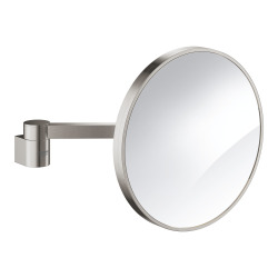 Grohe Selection Miroir cosmétique en verre et métal avec bras, grossissement x7, Supersteel (41077DC0)