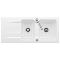 Villeroy & Boch Architectura 80 Evier à encastrer 116x51cm réversible avec vidage automatique, 2 cuves, Céramique, Blanc (33801201)