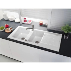 Villeroy & Boch Architectura 80 Evier à encastrer 116x51cm réversible avec vidage automatique, 2 cuves, Céramique, Blanc (33801201)