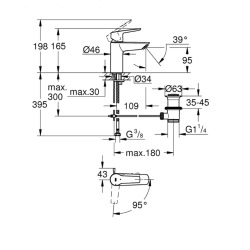  START Mitigeur Monocommande de lavabo, Avec vidage, Taille S,  Chrome (G-31137002)