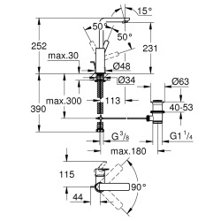 Lineare Mitigeur monocommande Lavabo Taille L (23296001)