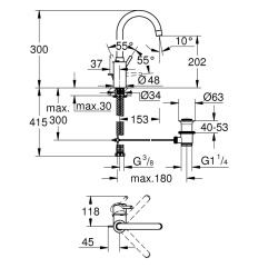 Concetto Mitigeur monocommande lavabo taille L avec Limiteur de débit ajustable, Chrome (32629002)  Concetto Mitigeur monocommande lavabo taille L avec Limiteur de débit ajustable, Chrome (32629002)