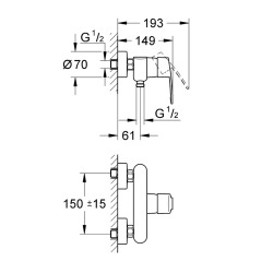 Eurostyle Cosmopolitan Mitigeur monocommande 1/2’’ douche (33590002)