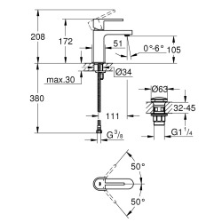 GROHE PLUS Mitigeur monocommande Lavabo taille S, Chromé (33163003)  GROHE PLUS Mitigeur monocommande Lavabo taille S, Chromé (33163003)
