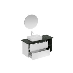Ensemble de salle de bain avec lavabo comprenant robinet de lavabo, bec et siphon Naturel Stilla blanc brillant (KSETSTILLA002)