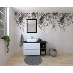 Naturel Ensemble de salle de bain avec lavabo comprenant robinet de lavabo, bec et siphon Naturel Stilla blanc brillant (KSETSTILLA002)
