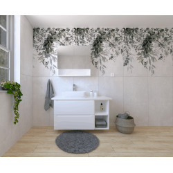 Naturel Ensemble de salle de bain avec lavabo comprenant mitigeur de lavabo, bec et siphon Naturel Stilla blanc brillant (KSETSTILLA003)