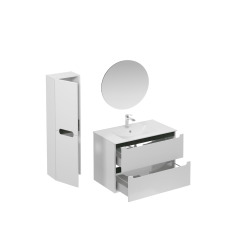 Ensemble de salle de bain avec lavabo comprenant mitigeur de lavabo, bec et siphon Naturel Stilla blanc brillant (KSETSTILLA005)