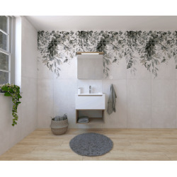 Naturel Ensemble de salle de bain avec lavabo comprenant robinet de lavabo, bec et siphon Naturel Stilla blanc brillant (KSETSTILLA007)