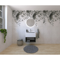 Naturel Ensemble de salle de bain avec lavabo comprenant mitigeur de lavabo, bec et siphon Naturel Stilla blanc brillant (KSETSTILLA008)