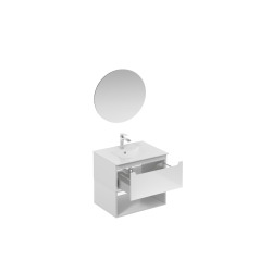 Ensemble de salle de bain avec lavabo comprenant robinet de lavabo, bec et siphon Naturel Stilla blanc brillant (KSETSTILLA009)