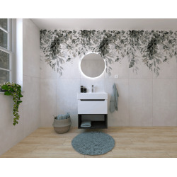 Naturel Ensemble de salle de bain avec lavabo comprenant robinet de lavabo, bec et siphon Naturel Stilla blanc brillant (KSETSTILLA011)