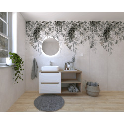 Naturel Ensemble de salle de bain avec lavabo comprenant robinet de lavabo, bec et siphon Naturel Stilla blanc brillant (KSETSTILLA014)