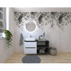 Naturel Ensemble de salle de bain avec lavabo comprenant mitigeur de lavabo, bec et siphon Naturel Stilla blanc brillant (KSETSTILLA015)