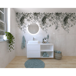 Naturel Ensemble de salle de bain avec lavabo comprenant robinet de lavabo, bec et siphon Naturel Stilla blanc brillant (KSETSTILLA016)