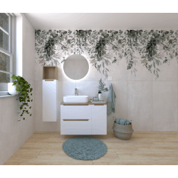 Naturel Ensemble de salle de bain avec lavabo comprenant mitigeur de lavabo, bec et siphon Naturel Stilla blanc brillant (KSETSTILLA017)