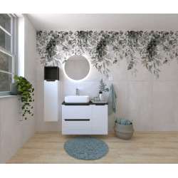 Naturel Ensemble de salle de bain avec lavabo comprenant robinet de lavabo, bec et siphon Naturel Stilla blanc brillant (KSETSTILLA018)