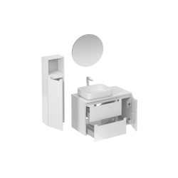 Ensemble de salle de bain avec lavabo comprenant robinet de lavabo, bec et siphon Naturel Stilla blanc brillant (KSETSTILLA019)